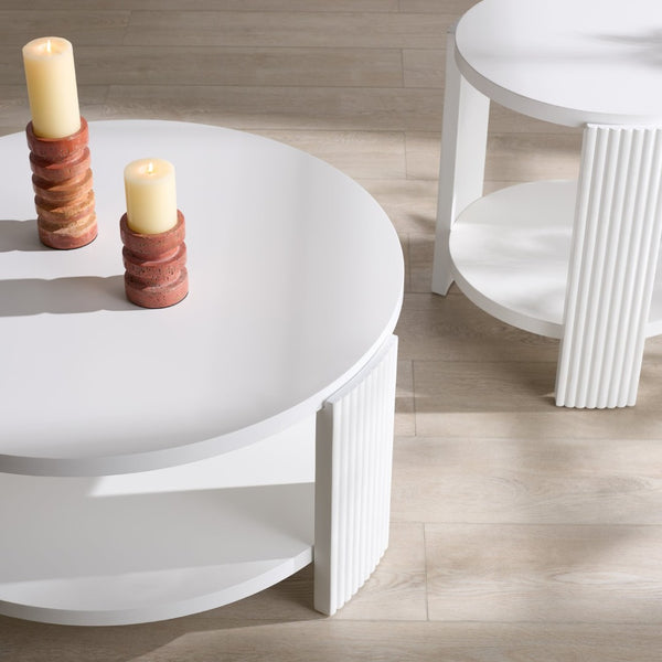 Safavieh LIABELLA Round Wood Accent Table - Modern Elegance for Living Rooms, Bedrooms, and Entryways White SFV2202A