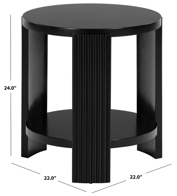 Safavieh Liabella Round Wood Accent Table - Elegant Design For Stylish Living Spaces And Timeless Décor Black Manufactured Wood ,Unsaturated Polyester Resin Sfv2202b