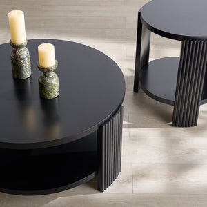 Safavieh LIABELLA Round Wood Coffee Table - Modern Elegance for Your Living Space, Perfect for Entertaining Black SFV2203B