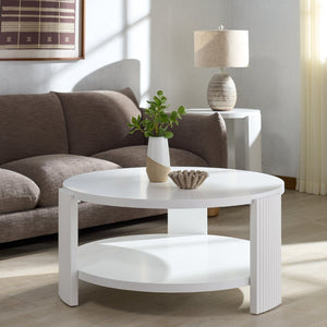 Safavieh LIABELLA Round Wood Coffee Table - Modern Elegance for Your Living Space, Perfect for Entertaining White SFV2203A