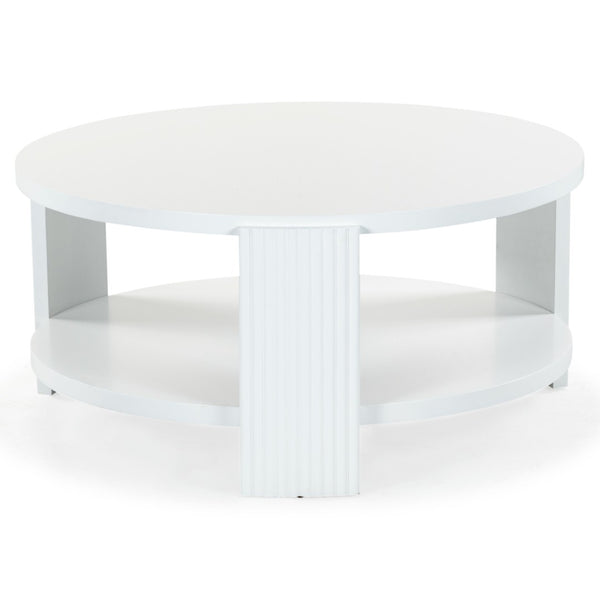 Safavieh LIABELLA Round Wood Coffee Table - Modern Elegance for Your Living Space, Perfect for Entertaining White SFV2203A