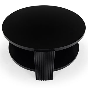 Safavieh Liabella Round Wood Coffee Table – Sophisticated Elegance For Modern Living Spaces And Gatherings Black Manufactured Wood ,Unsaturated Polyester Resin Sfv2203b