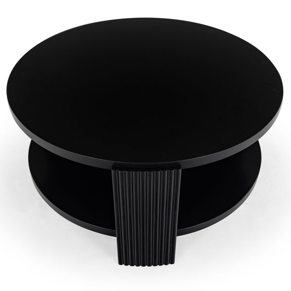 Safavieh Liabella Round Wood Coffee Table – Sophisticated Elegance For Modern Living Spaces And Gatherings Black Manufactured Wood ,Unsaturated Polyester Resin Sfv2203b