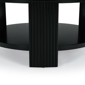 Safavieh Liabella Round Wood Coffee Table – Sophisticated Elegance For Modern Living Spaces And Gatherings Black Manufactured Wood ,Unsaturated Polyester Resin Sfv2203b