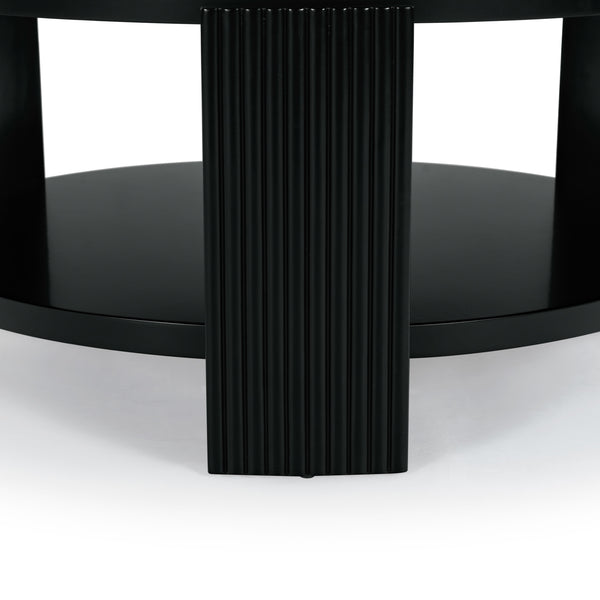 Safavieh Liabella Round Wood Coffee Table – Sophisticated Elegance For Modern Living Spaces And Gatherings Black Manufactured Wood ,Unsaturated Polyester Resin Sfv2203b