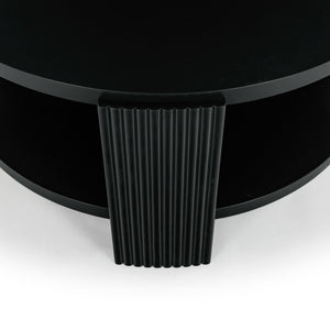 Safavieh Liabella Round Wood Coffee Table – Sophisticated Elegance For Modern Living Spaces And Gatherings Black Manufactured Wood ,Unsaturated Polyester Resin Sfv2203b