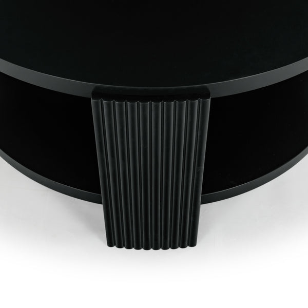 Safavieh Liabella Round Wood Coffee Table – Sophisticated Elegance For Modern Living Spaces And Gatherings Black Manufactured Wood ,Unsaturated Polyester Resin Sfv2203b