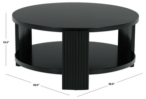 Safavieh Liabella Round Wood Coffee Table – Sophisticated Elegance For Modern Living Spaces And Gatherings Black Manufactured Wood ,Unsaturated Polyester Resin Sfv2203b