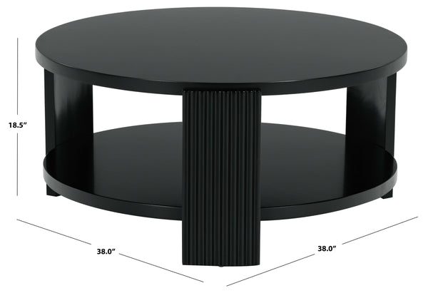 Safavieh Liabella Round Wood Coffee Table – Sophisticated Elegance For Modern Living Spaces And Gatherings Black Manufactured Wood ,Unsaturated Polyester Resin Sfv2203b