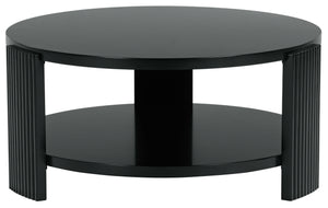 Safavieh Liabella Round Wood Coffee Table – Sophisticated Elegance For Modern Living Spaces And Gatherings Black Manufactured Wood ,Unsaturated Polyester Resin Sfv2203b