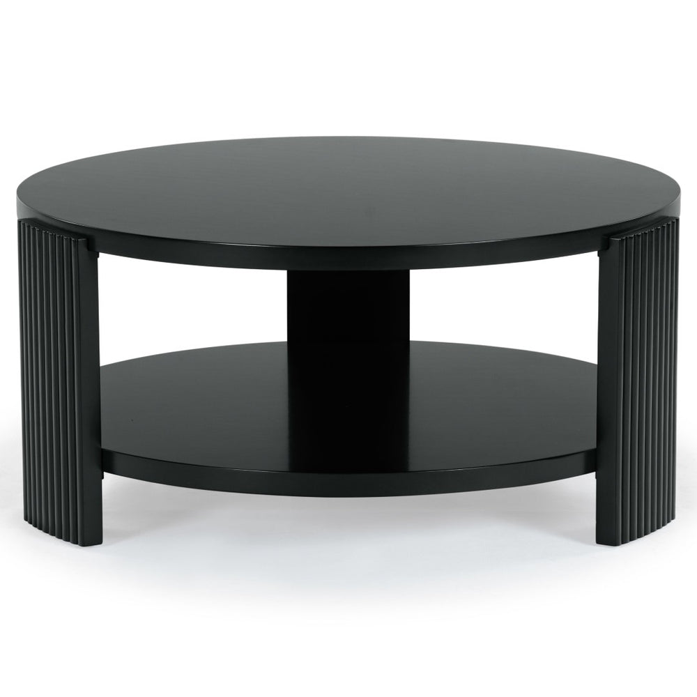 Safavieh LIABELLA Round Wood Coffee Table - Modern Elegance for Your Living Space, Perfect for Entertaining Black SFV2203B