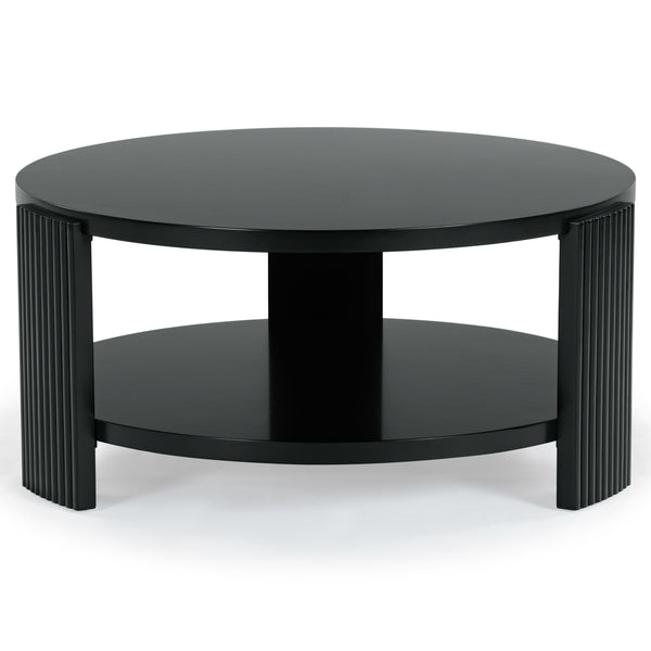 Safavieh Liabella Round Wood Coffee Table – Sophisticated Elegance For Modern Living Spaces And Gatherings Black Manufactured Wood ,Unsaturated Polyester Resin Sfv2203b
