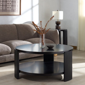 Safavieh LIABELLA Round Wood Coffee Table - Modern Elegance for Your Living Space, Perfect for Entertaining Black SFV2203B