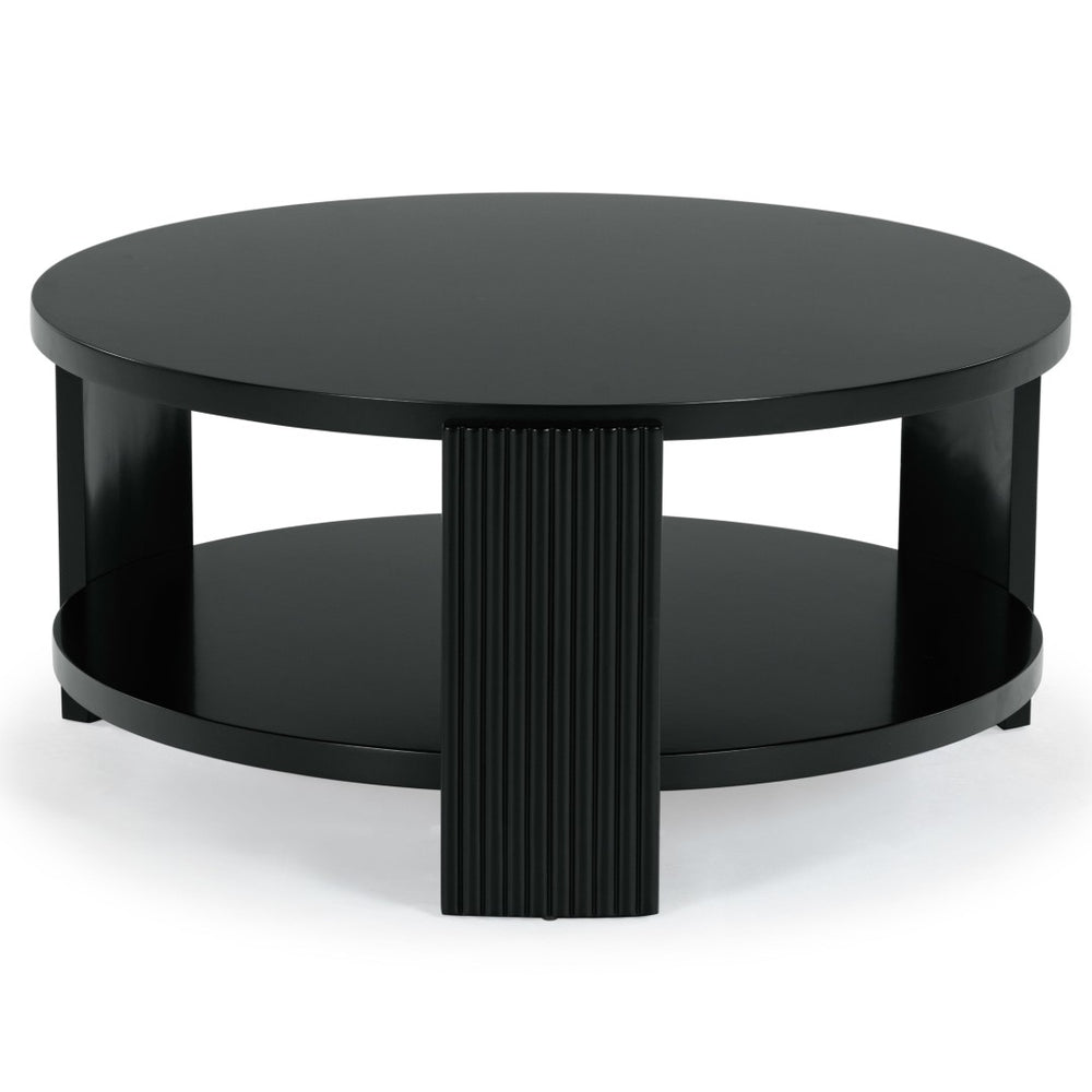 Safavieh LIABELLA Round Wood Coffee Table - Modern Elegance for Your Living Space, Perfect for Entertaining Black SFV2203B