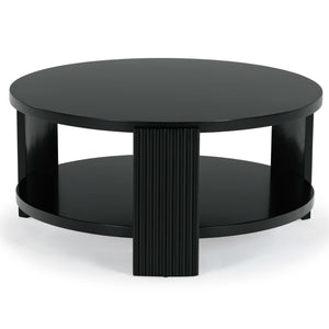 Safavieh Liabella Round Wood Coffee Table – Sophisticated Elegance For Modern Living Spaces And Gatherings Black Manufactured Wood ,Unsaturated Polyester Resin Sfv2203b