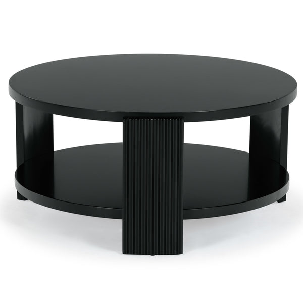 Safavieh Liabella Round Wood Coffee Table – Sophisticated Elegance For Modern Living Spaces And Gatherings Black Manufactured Wood ,Unsaturated Polyester Resin Sfv2203b