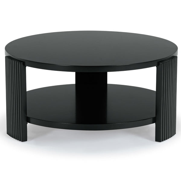 Safavieh LIABELLA Round Wood Coffee Table - Modern Elegance for Your Living Space, Perfect for Entertaining Black SFV2203B
