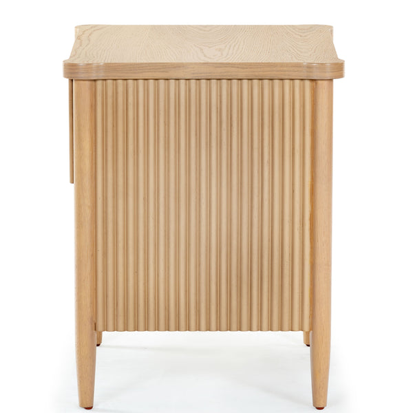Safavieh Shelbie 1 Drawer Reeded Nightstand - Elegant Bedroom Storage Solution With Sophisticated Style Oak Wood ,Polyester Resin Drawer Fronts Sfv2204a