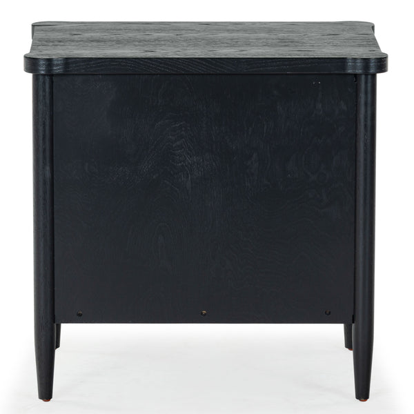 Safavieh Shelbie 1 Drawer Reeded Nightstand - Elegant Bedroom Storage Solution With Sophisticated Style Black Wood ,Polyester Resin Drawer Fronts Sfv2204b