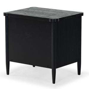 Safavieh Shelbie 1 Drawer Reeded Nightstand - Elegant Bedroom Storage Solution With Sophisticated Style Black Wood ,Polyester Resin Drawer Fronts Sfv2204b