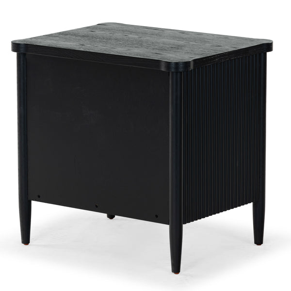 Safavieh Shelbie 1 Drawer Reeded Nightstand - Elegant Bedroom Storage Solution With Sophisticated Style Black Wood ,Polyester Resin Drawer Fronts Sfv2204b