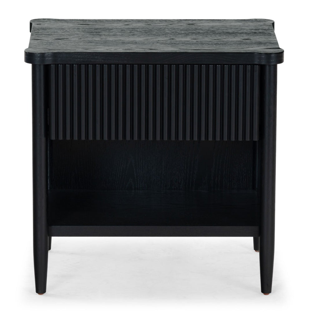 Safavieh SHELBIE 1 Drawer Reeded Nightstand - Modern Design with Smooth-Glide Drawer for Elegant Storage Solutions Black SFV2204B