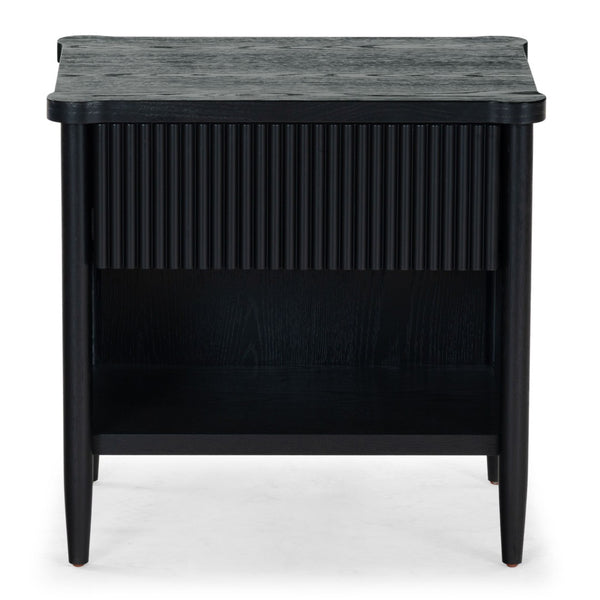Safavieh SHELBIE 1 Drawer Reeded Nightstand - Modern Design with Smooth-Glide Drawer for Elegant Storage Solutions Black SFV2204B