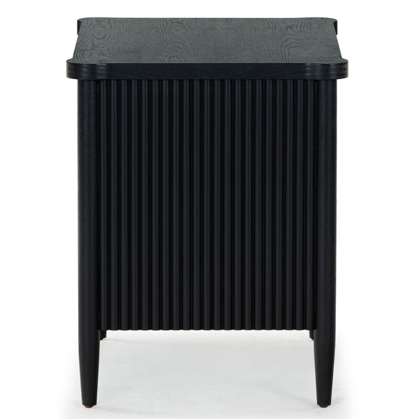 Safavieh Shelbie 1 Drawer Reeded Nightstand - Elegant Bedroom Storage Solution With Sophisticated Style Black Wood ,Polyester Resin Drawer Fronts Sfv2204b