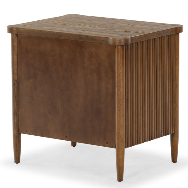 Safavieh Shelbie 1 Drawer Reeded Nightstand - Elegant Bedroom Storage Solution With Sophisticated Style Medium Oak Wood ,Polyester Resin Drawer Fronts Sfv2204c