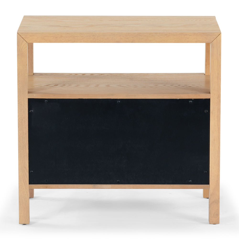 Safavieh Shelbie Elegant 2 Drawer Nightstand With Textured Reeded Fronts For Timeless Bedroom Style Oak Wood ,Polyester Resin Drawer Fronts Sfv2205a