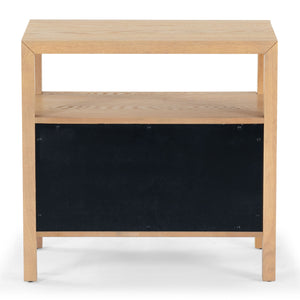 Safavieh Shelbie Elegant 2 Drawer Nightstand With Textured Reeded Fronts For Timeless Bedroom Style Oak Wood ,Polyester Resin Drawer Fronts Sfv2205a