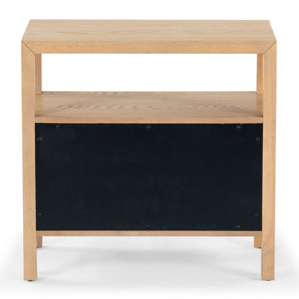 Safavieh Shelbie Elegant 2 Drawer Nightstand With Textured Reeded Fronts For Timeless Bedroom Style Oak Wood ,Polyester Resin Drawer Fronts Sfv2205a