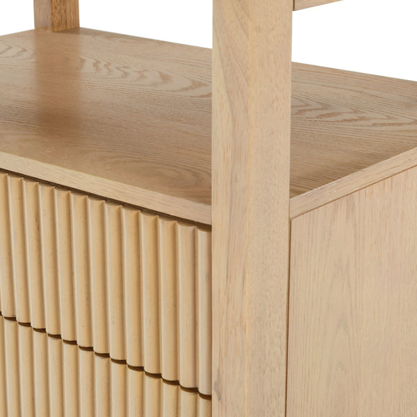 Safavieh Shelbie Elegant 2 Drawer Nightstand With Textured Reeded Fronts For Timeless Bedroom Style Oak Wood ,Polyester Resin Drawer Fronts Sfv2205a