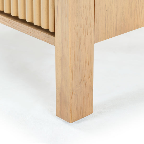 Safavieh Shelbie Elegant 2 Drawer Nightstand With Textured Reeded Fronts For Timeless Bedroom Style Oak Wood ,Polyester Resin Drawer Fronts Sfv2205a