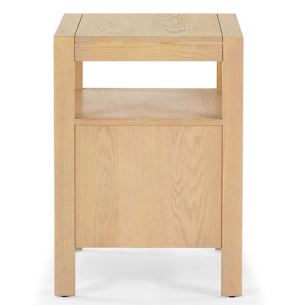 Safavieh Shelbie Elegant 2 Drawer Nightstand With Textured Reeded Fronts For Timeless Bedroom Style Oak Wood ,Polyester Resin Drawer Fronts Sfv2205a