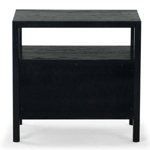 Safavieh Shelbie Elegant 2 Drawer Nightstand With Textured Reeded Fronts For Timeless Bedroom Style Black Wood ,Polyester Resin Drawer Fronts Sfv2205b