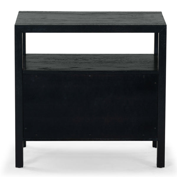 Safavieh Shelbie Elegant 2 Drawer Nightstand With Textured Reeded Fronts For Timeless Bedroom Style Black Wood ,Polyester Resin Drawer Fronts Sfv2205b