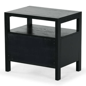 Safavieh Shelbie Elegant 2 Drawer Nightstand With Textured Reeded Fronts For Timeless Bedroom Style Black Wood ,Polyester Resin Drawer Fronts Sfv2205b