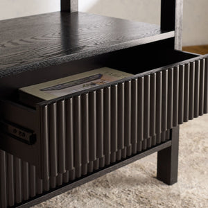 Safavieh SHELBIE 2-Drawer Reeded Nightstand - Modern Elegance with Practical Storage for Any Space Black SFV2205B