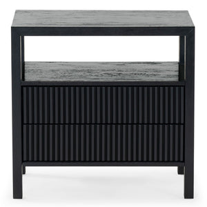 Safavieh SHELBIE 2-Drawer Reeded Nightstand - Modern Elegance with Practical Storage for Any Space Black SFV2205B