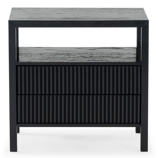 Safavieh SHELBIE 2-Drawer Reeded Nightstand - Modern Elegance with Practical Storage for Any Space Black SFV2205B