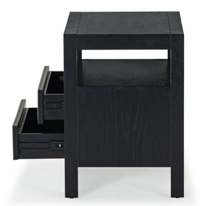Safavieh Shelbie Elegant 2 Drawer Nightstand With Textured Reeded Fronts For Timeless Bedroom Style Black Wood ,Polyester Resin Drawer Fronts Sfv2205b