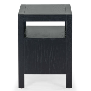 Safavieh Shelbie Elegant 2 Drawer Nightstand With Textured Reeded Fronts For Timeless Bedroom Style Black Wood ,Polyester Resin Drawer Fronts Sfv2205b
