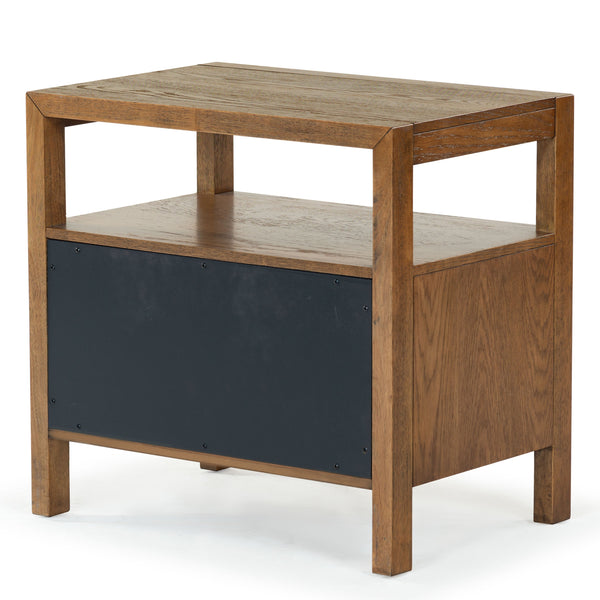 Safavieh Shelbie Elegant 2 Drawer Nightstand With Textured Reeded Fronts For Timeless Bedroom Style Medium Oak Wood ,Polyester Resin Drawer Fronts Sfv2205c