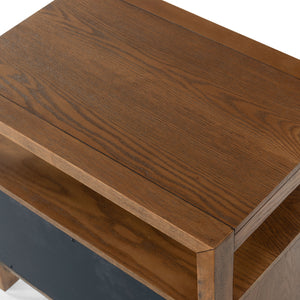 Safavieh Shelbie Elegant 2 Drawer Nightstand With Textured Reeded Fronts For Timeless Bedroom Style Medium Oak Wood ,Polyester Resin Drawer Fronts Sfv2205c