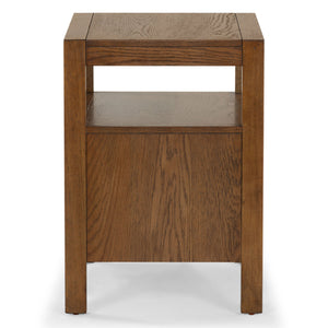 Safavieh Shelbie Elegant 2 Drawer Nightstand With Textured Reeded Fronts For Timeless Bedroom Style Medium Oak Wood ,Polyester Resin Drawer Fronts Sfv2205c