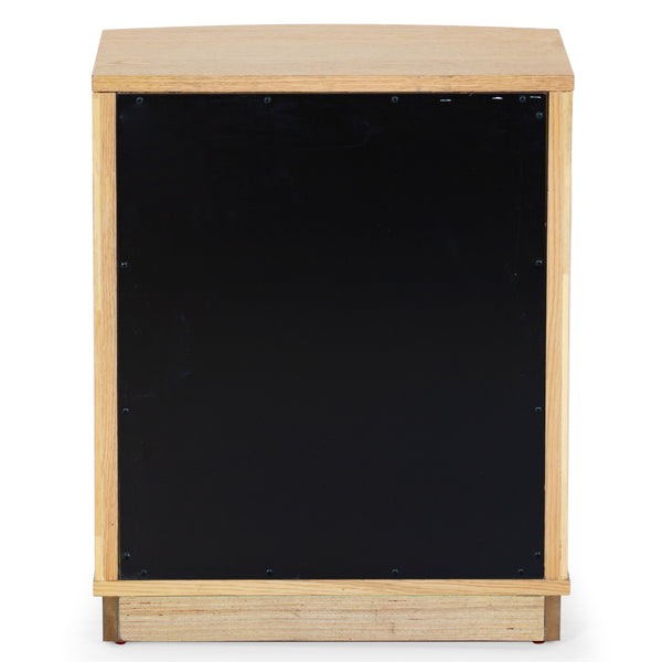 Safavieh Shelbie 3 Drawer Reeded Nightstand - Elegant Oak Design With Modern Accents For Any Bedroom Decor Oak ,Black Wood ,Polyester Resin Drawer Fronts ,Metal Sfv2206a