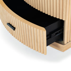 Safavieh Shelbie 3 Drawer Reeded Nightstand - Elegant Oak Design With Modern Accents For Any Bedroom Decor Oak ,Black Wood ,Polyester Resin Drawer Fronts ,Metal Sfv2206a