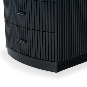 Safavieh Shelbie 3 Drawer Reeded Nightstand - Elegant Oak Design With Modern Accents For Any Bedroom Decor Black ,Black Wood ,Polyester Resin Drawer Fronts ,Metal Sfv2206b