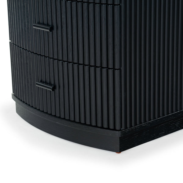 Safavieh Shelbie 3 Drawer Reeded Nightstand - Elegant Oak Design With Modern Accents For Any Bedroom Decor Black ,Black Wood ,Polyester Resin Drawer Fronts ,Metal Sfv2206b